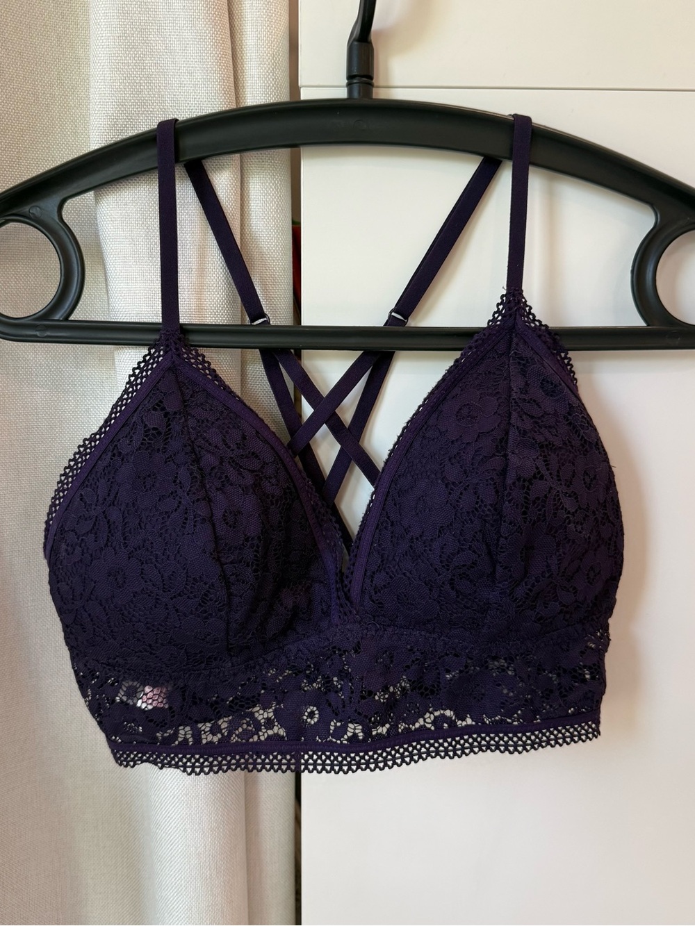 Xhilaration Bralette in Purple with Lace Crisscross